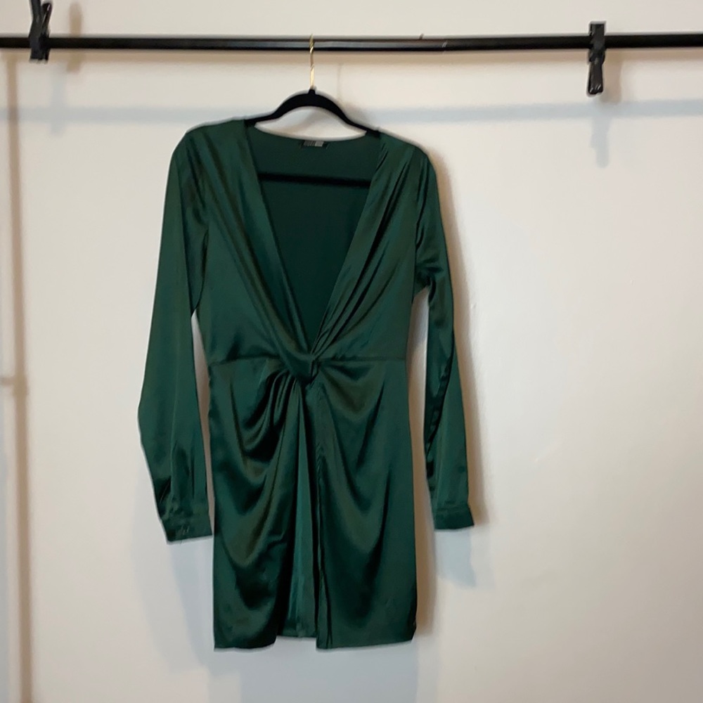 Green long sleeve mini dress from fashion nova